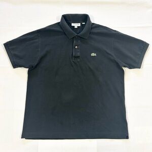 Lacoste Mens Sz L Polo Shirt Classic Fit Golf Rugby Pique Crocodile Black Preppy